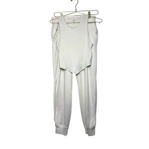 Gilly Hicks Ribbed Tank Top Jogger Pants Pajama Set Cream Size M